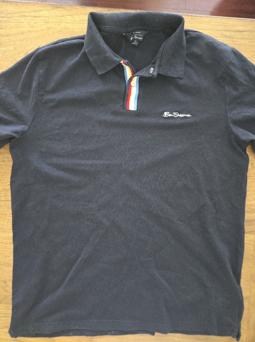 Ben Sherman Black Polo with Multi-Stripe Trim